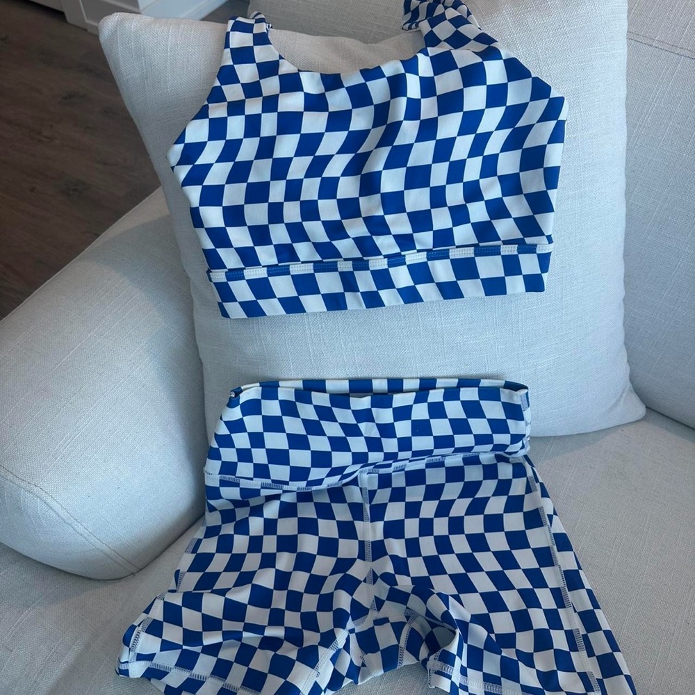 Wilo Blue Checkered Workout Set - image 1